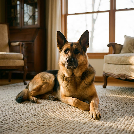 Charlie, a German Shepherd featured in a Tailored Bowl customer story